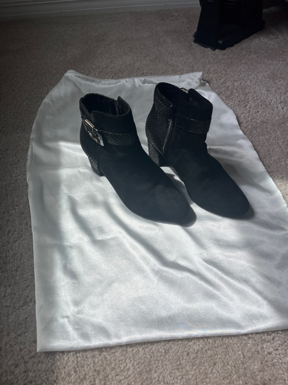 Karen Scott Black Ankle Booties with Buckle Accent
